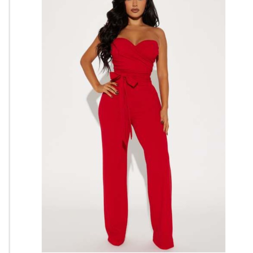 Fashion Nova Red Jumpsuit Sleeveless Size M